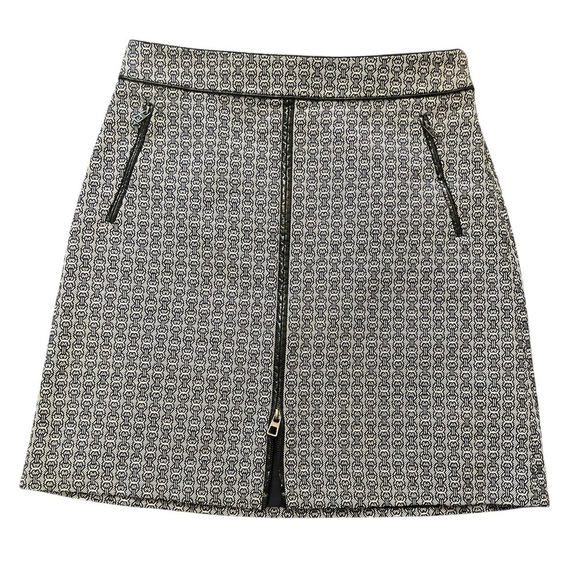 Tory Burch Chaumont A-Line Short Skirt Zip Front Horse Bit Print Navy Size 8 - Picture 5 of 12